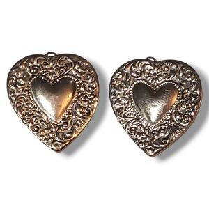 Vintage Silver Tone Heart-shaped Clip-on Earrings